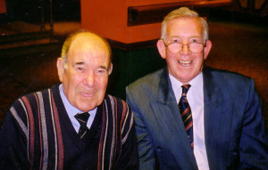 With his best Molineux mate Norman Deeley at a function in 2002.