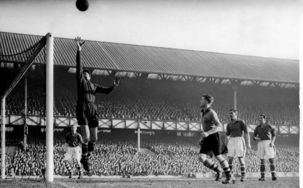 Jimmy in action at Everton against the team he supported as a boy.
